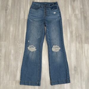 Venus Sz 4 loose fit wide leg distressed jeans. Grunge skater baggy jeans.